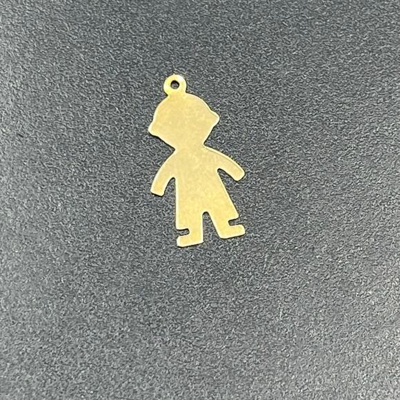 Vintage Small 14K Yellow Gold BOY Kid Child Silhouette Charm Pendant .44 Grams - Picture 4 of 9